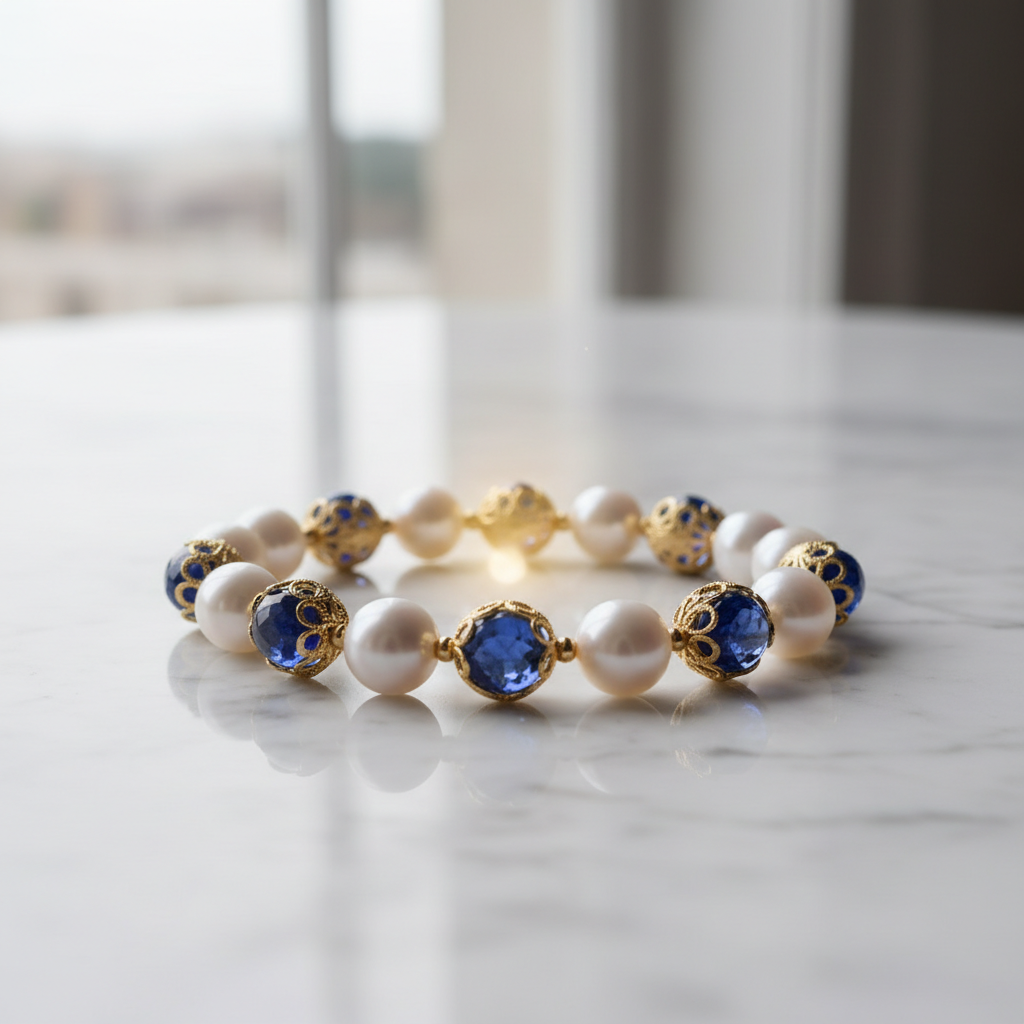 Blue pearl bracelet
