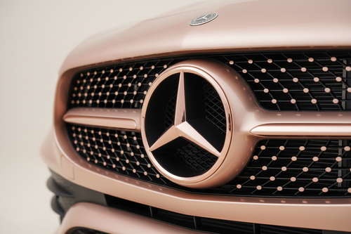 Rose gold Mercedes-Benz CLA front close-up