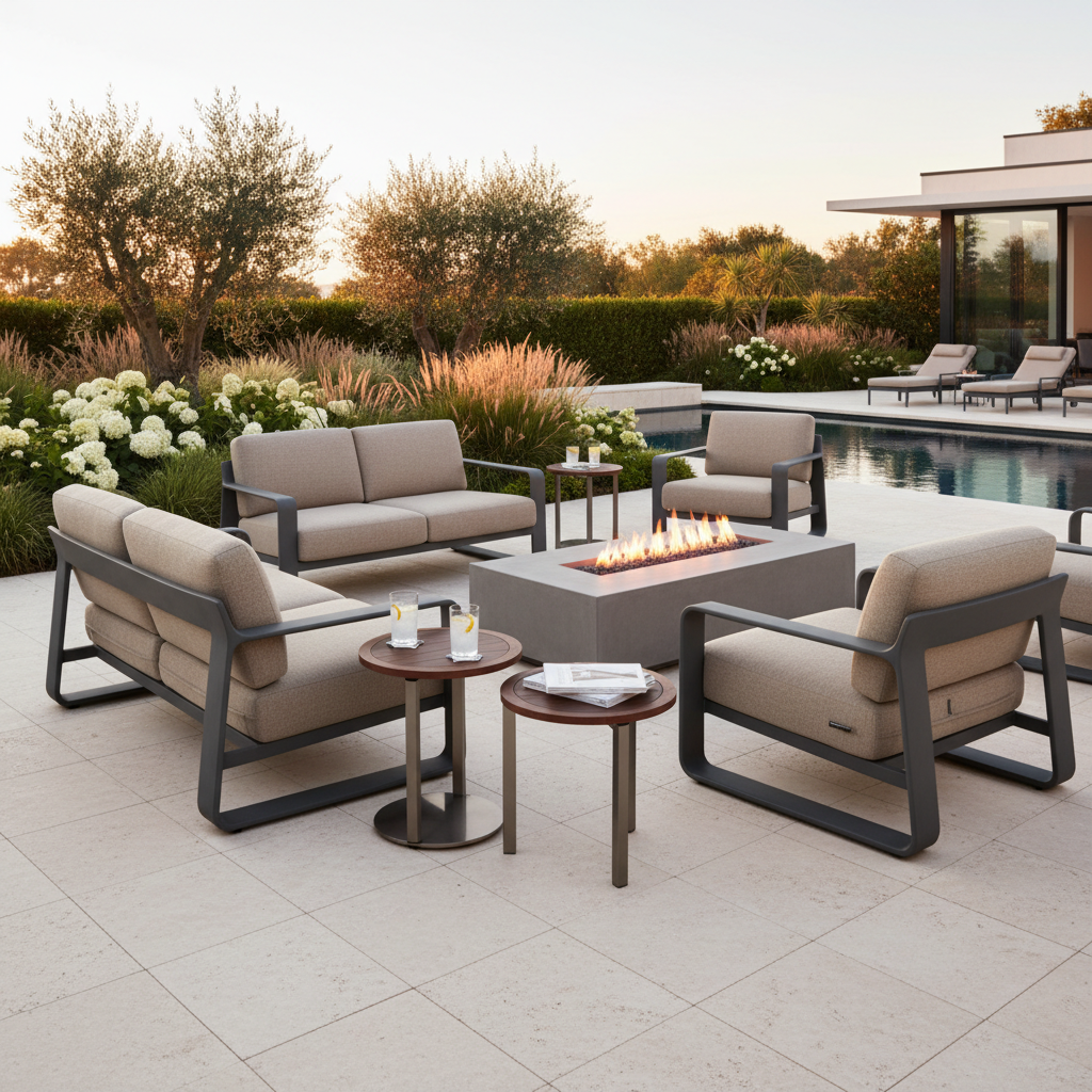 Premium outdoor chairs and seating in luxury patio setting
