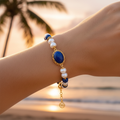 Pearl lapis lazuli bracelet